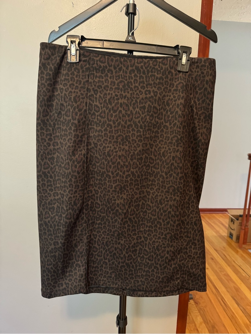 Liverpool Brown Leopard-Print Pencil Skirt